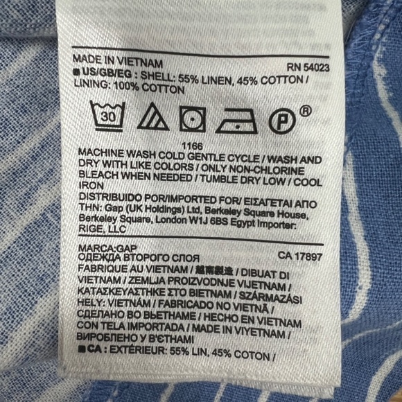 Gap Linen Cotton Blend Striped Blue Sleeveless Fit & Flare Women's Dress Size 2 - Picture 12 of 14